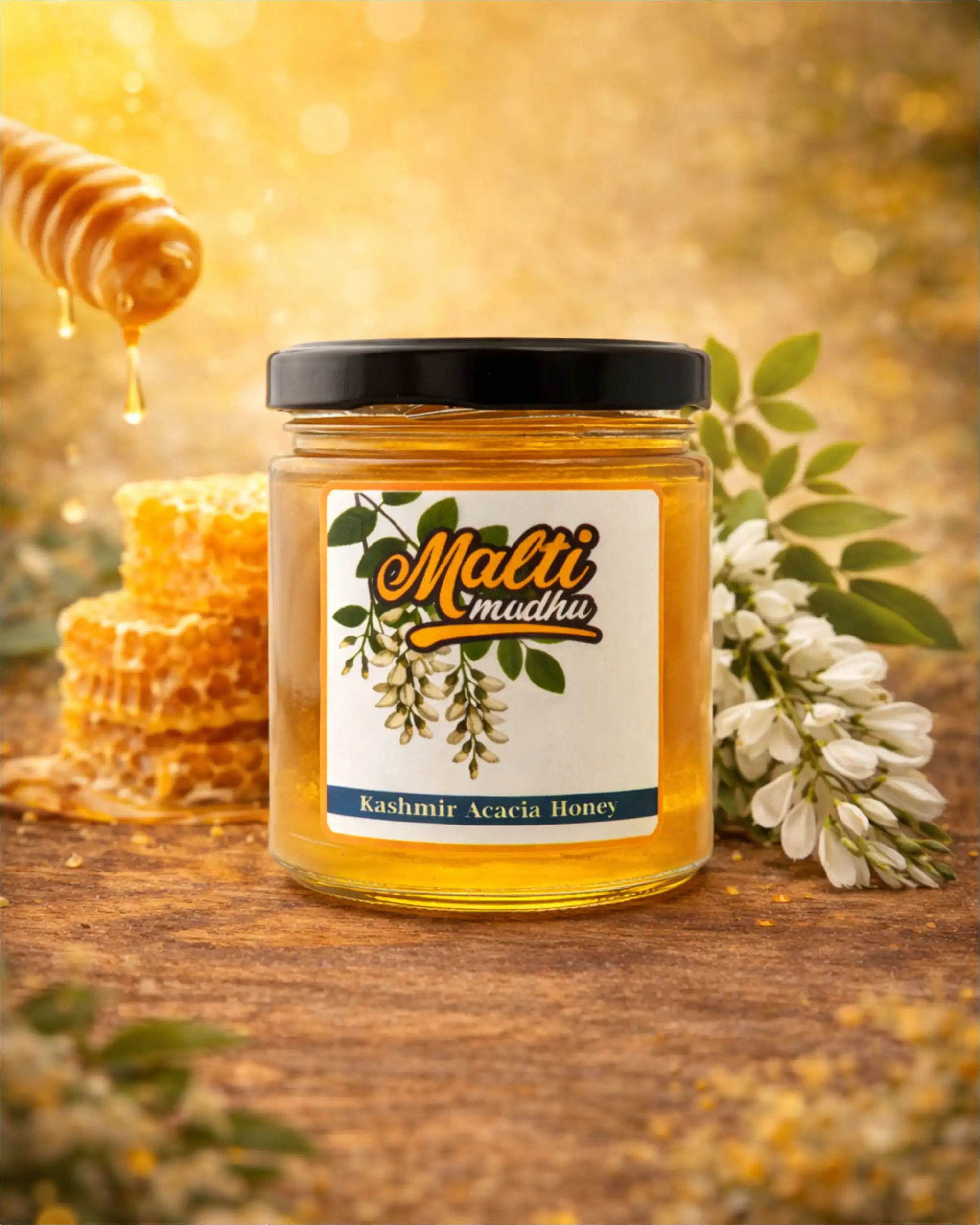 Kashmir Acacia Honey 1 kg by Malti Madhu β Pure Natural Acacia Honey