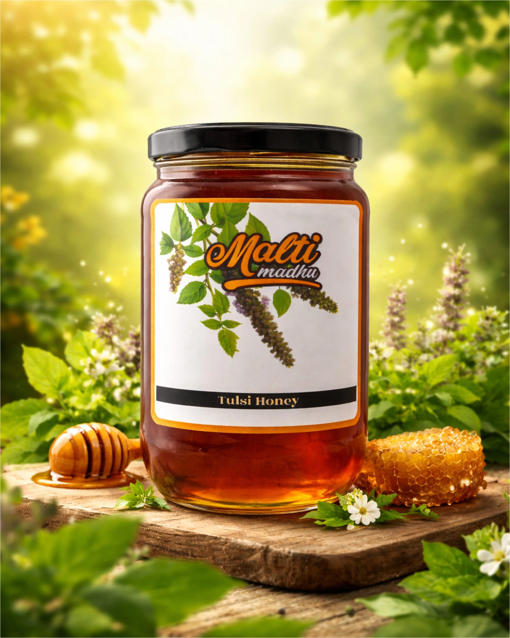 Tulsi Honey 1 kg by Malti Madhu β Pure Natural Tulsi Herbal Honey