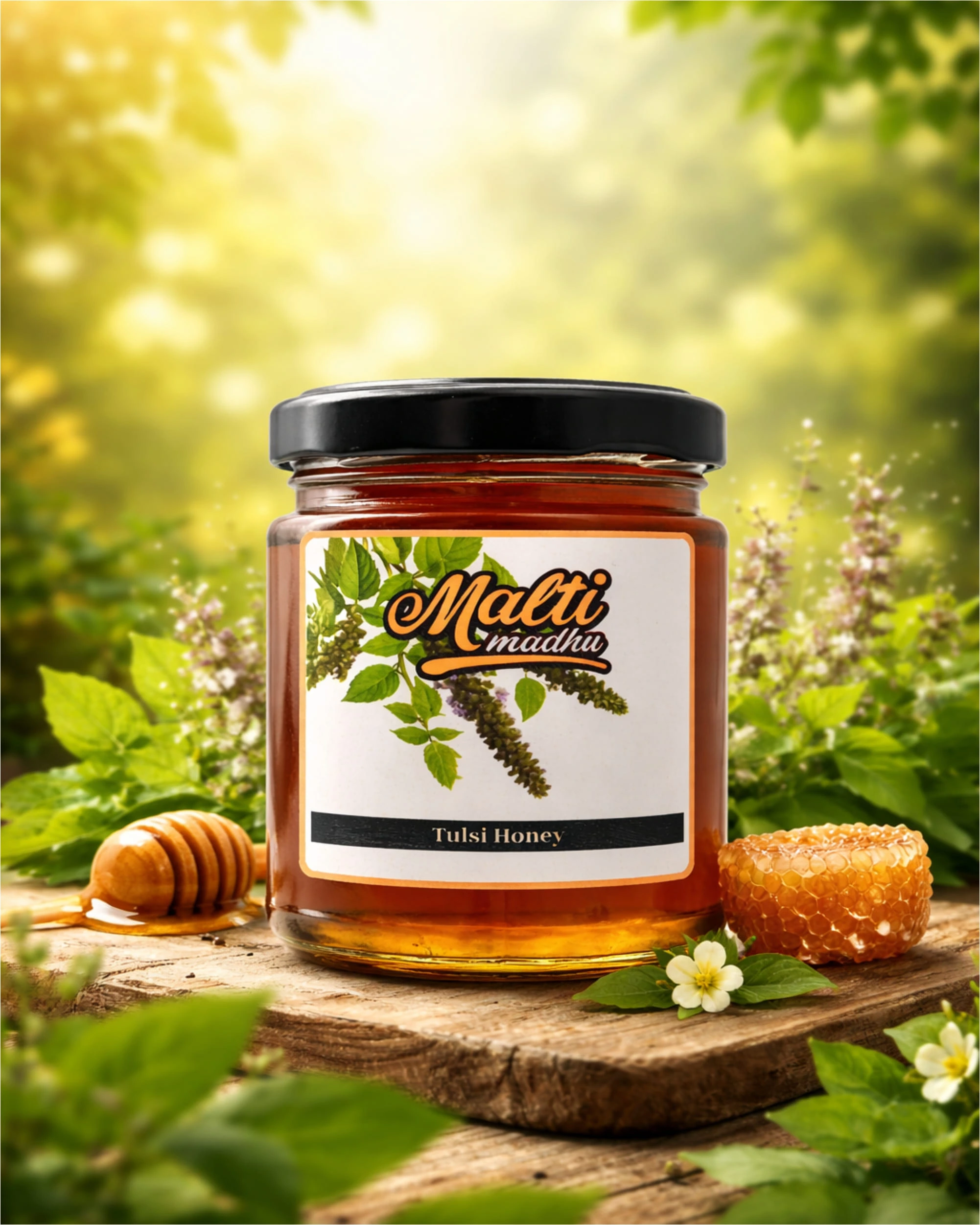 Tulsi Honey by Malti Madhu – Pure Natural Tulsi Herbal Honey
